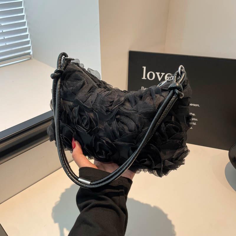Fashion Rose Flower Exquisite Portable Pleated Lace Portable Shoulder Crossbody Bag Bag Women