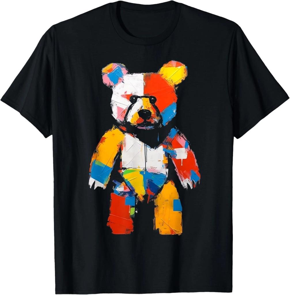 Bear Artwork - Animal Colourful Animal Motif Art Bear T-Shirt
