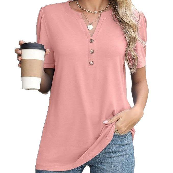 Womens Summer Tops Short Sleeve Shirts Business Casual Outfits Trendy Fashion Beach Vacation Clothes 2025