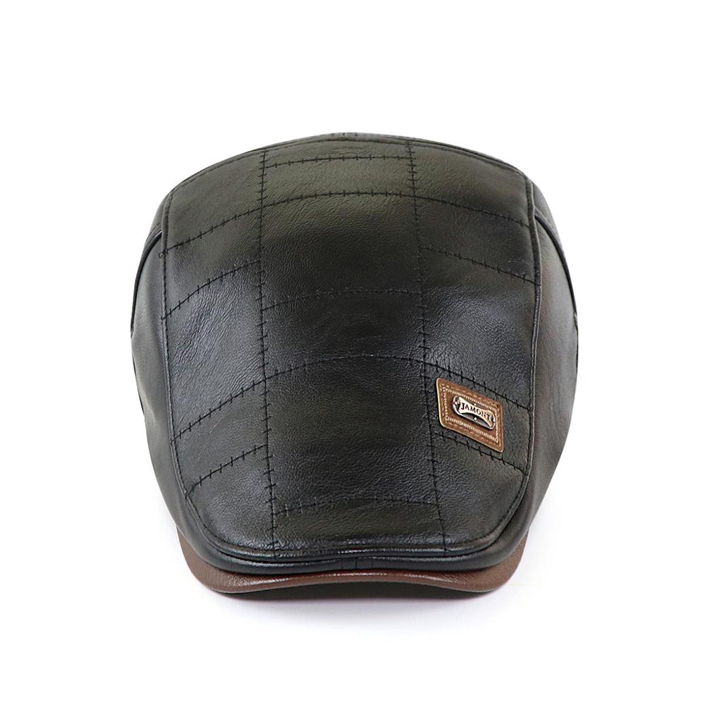 Newsboy Cap Men Top Faux Leather Gorras Planas Duckbill Beret Hat Winter Autumn Warm Flat Caps Vintage Man Boinas Gatsby Hats