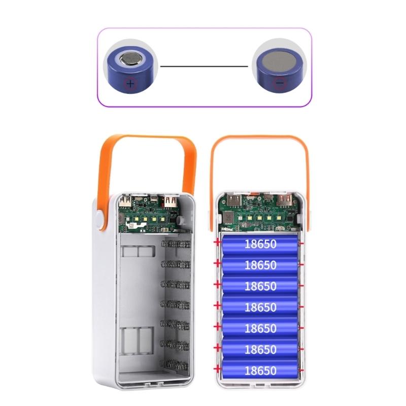 DIY 28x 18650 PD QC4.0 3.0 22.5W Battery Storage Box Super Fast Charging Power Bank Case 18650 Holder with Camping light Line