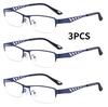 3PCS Anti Blue Reading Glasses Men Half-frame Glasses Business Style Male Eyeglasses for Old People Glasses with Grade