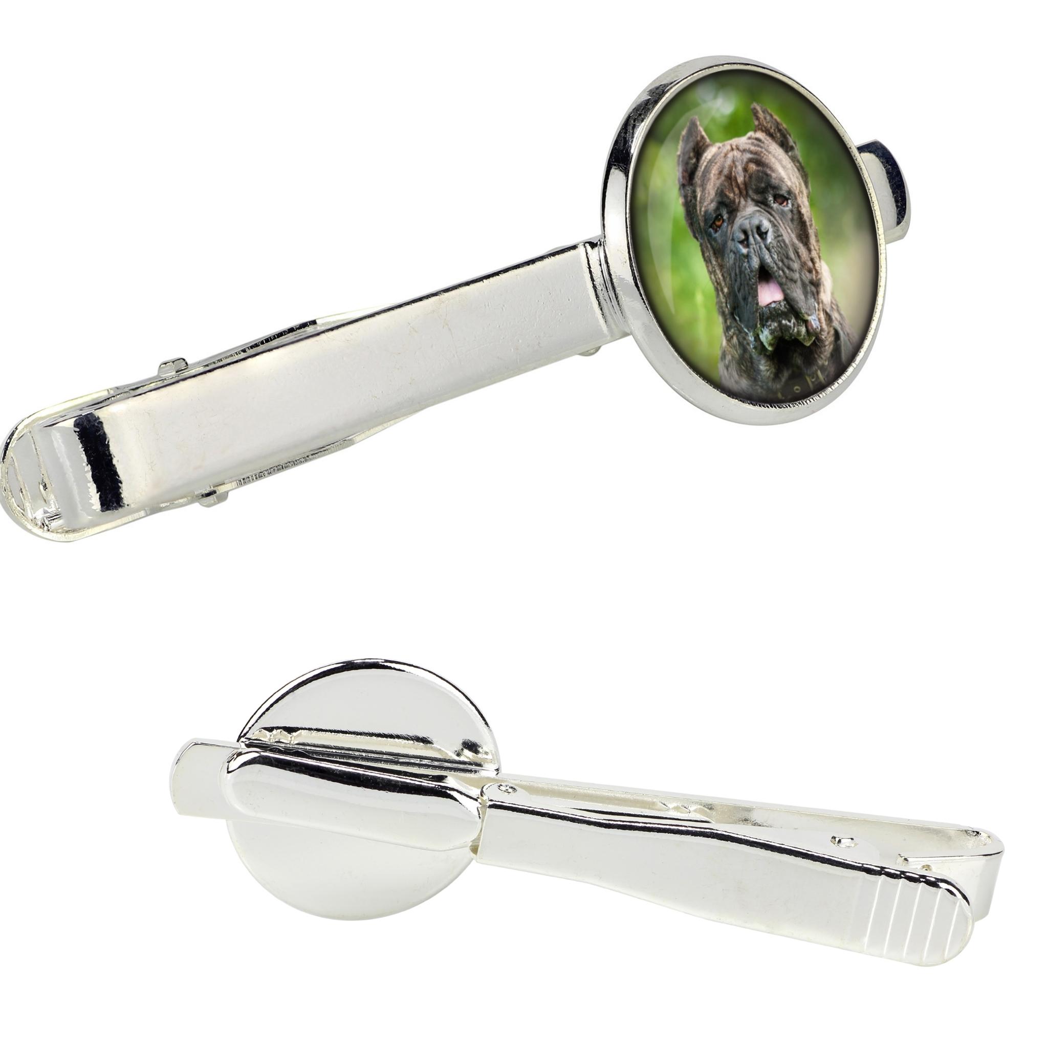 

Cane Corso, Italian Cane Corso - tie clip in a box, stylish tie, personalized jewelry from the Art-Dog brand срібний