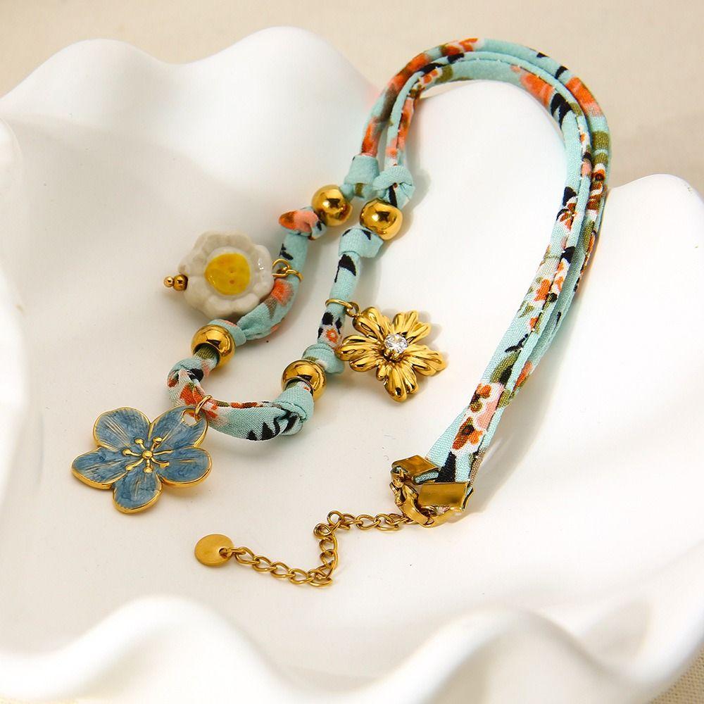 Flower Beach Ocean Series Necklace Jelly Fish Blue Bead Necklace  Girls