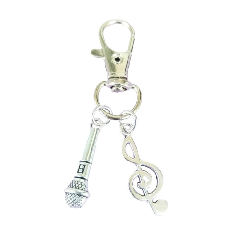 

Elegant Musical Instrument Inspire Keychain With Microphone And Note Charm For Men And Women 1