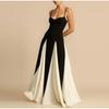 Fashion Contrasting Color Spaghetti Strap Dress for Women Elegant Gauze Backless A-line Long Dresses New Lady Party Evening Dresses