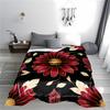 Red Floral blanket with Golden Leaves on Black Background Design blanket, suitable for use in the bedroom, living room, on the sofa