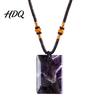 Healing Energy Stone Necklace Natural Crystal Pendant Necklace with Adjustable Polished Braided Rope Fake Gemstone Jewelry for Men Women