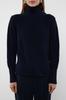 Women's Fashionable Stylish Sweater Navy Blue Collar Button Detailed Knitwear Sweater