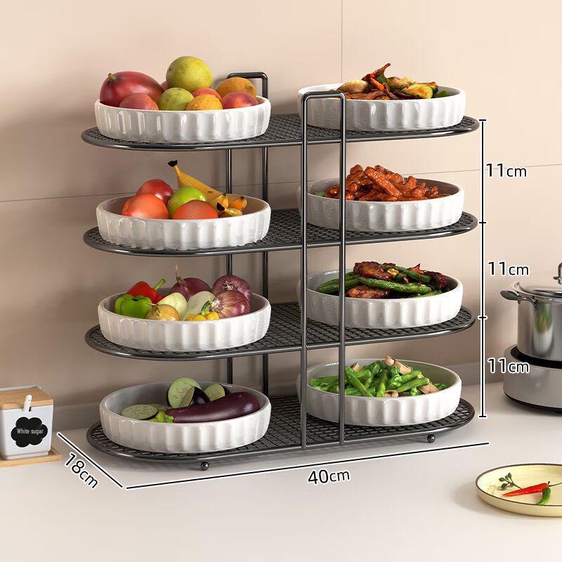 Четырехуровневая кухонная полка для подготовки и хранения посуды Zhi Shi