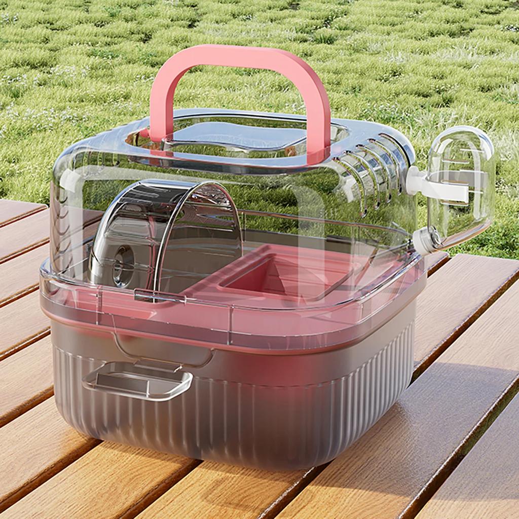 Chinchilla Cage Translucent Hamsters Travel Carry Case Large Capacity Breathable Hamster Habitat Small Animal Carrier With Water