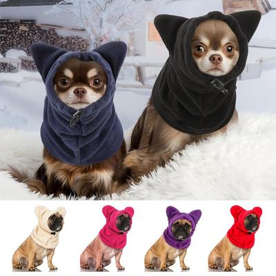 Warm Material Pet Winter Hats Adjustable Design Pet Hood Neck Warmer Dog Snood  Pet Headwear