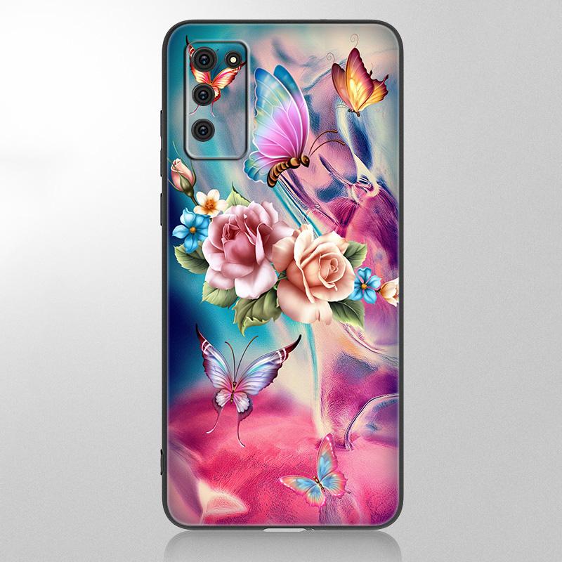 Husă frumoasă pentru telefon Fluture pentru Samsung Galaxy A12 A02S A22 A32 A52 A72 A71 A51 A41 A31 A21 A11 A50 A70 A10S A20S Husă neagră