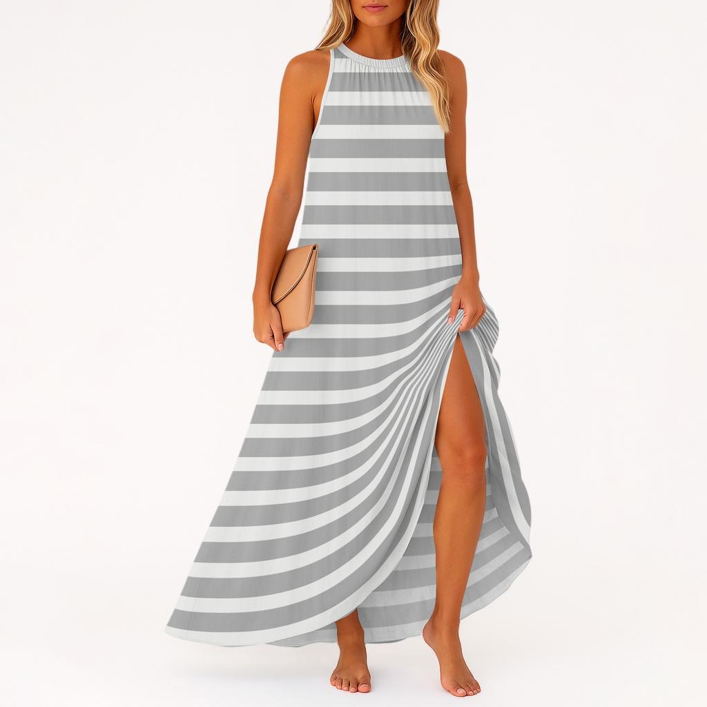 Women's Casual And Fashionable Round-neck  Sleeveless  Mid Length Dress