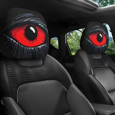 Universelle atmungsaktive schwarze Totenkopf-Muster Auto-Sitzbezug Auto-Kopfstützenbezug Elastisch Staubdicht Auto-Sitz-Kopfstütze Für Autos LKW