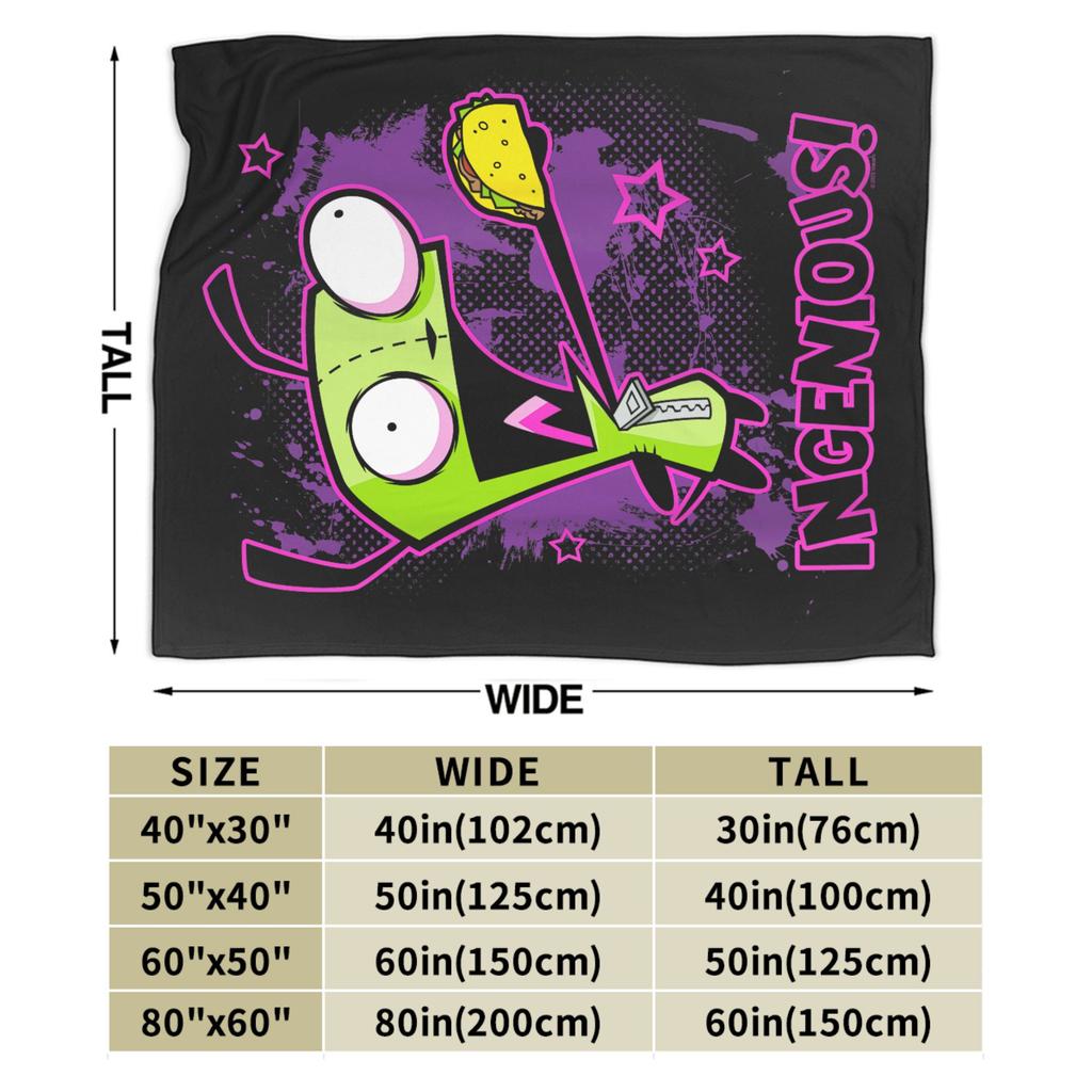 Invader Zim Taco Gir Y2K Cartoon Knitted Blanket  Fleece Throw Blankets Bed Sofa Decoration Soft Warm Bedspread