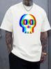 Unisex O Neck Tee Rainbow Dripping Skull Print Cotton Short Sleeve Loose Summer Street Breathable Daily Casual Basic Wear Top