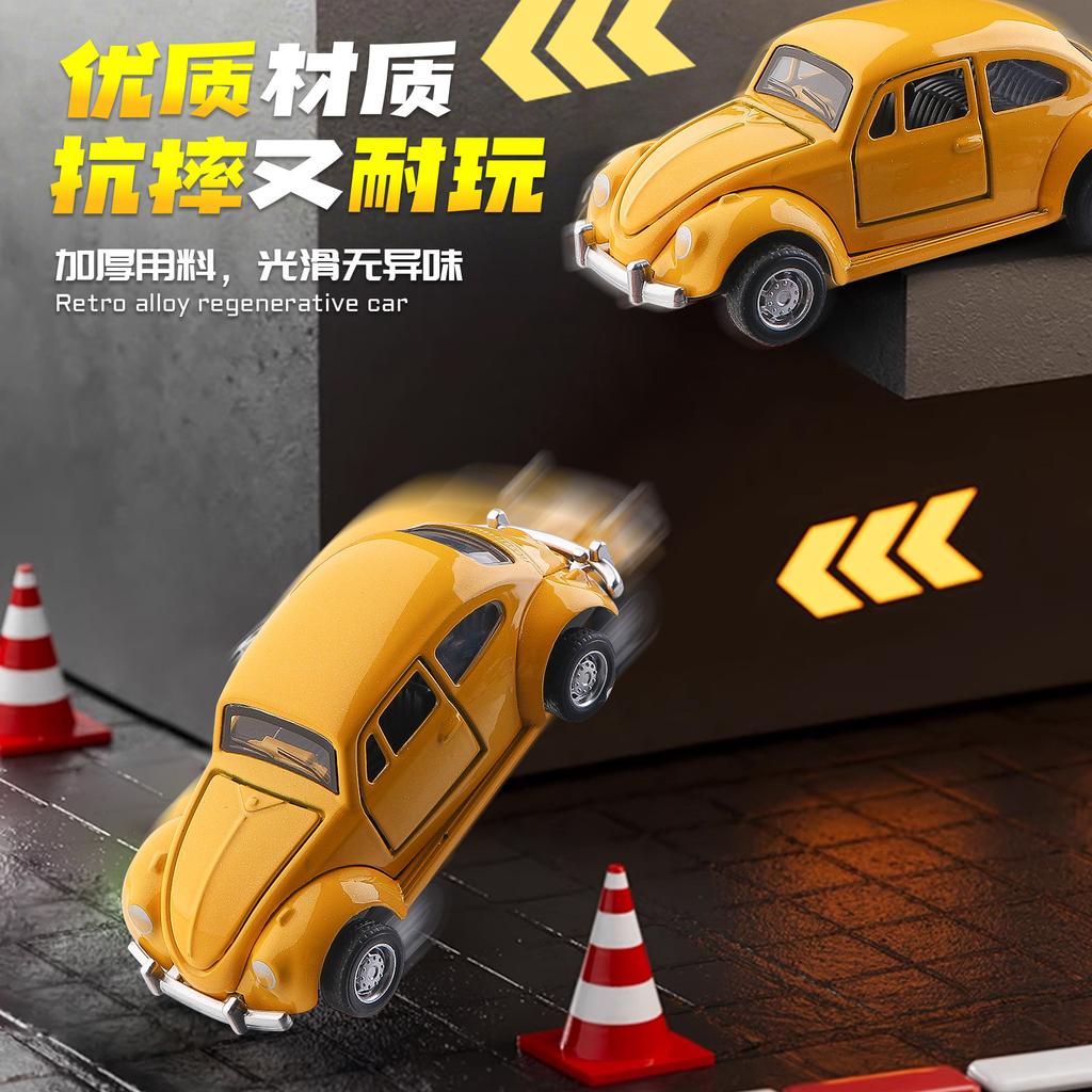 Beetle Simulation Retro Classic Car Alloy Car Model Three-door Pull-back Toy Car Ornaments