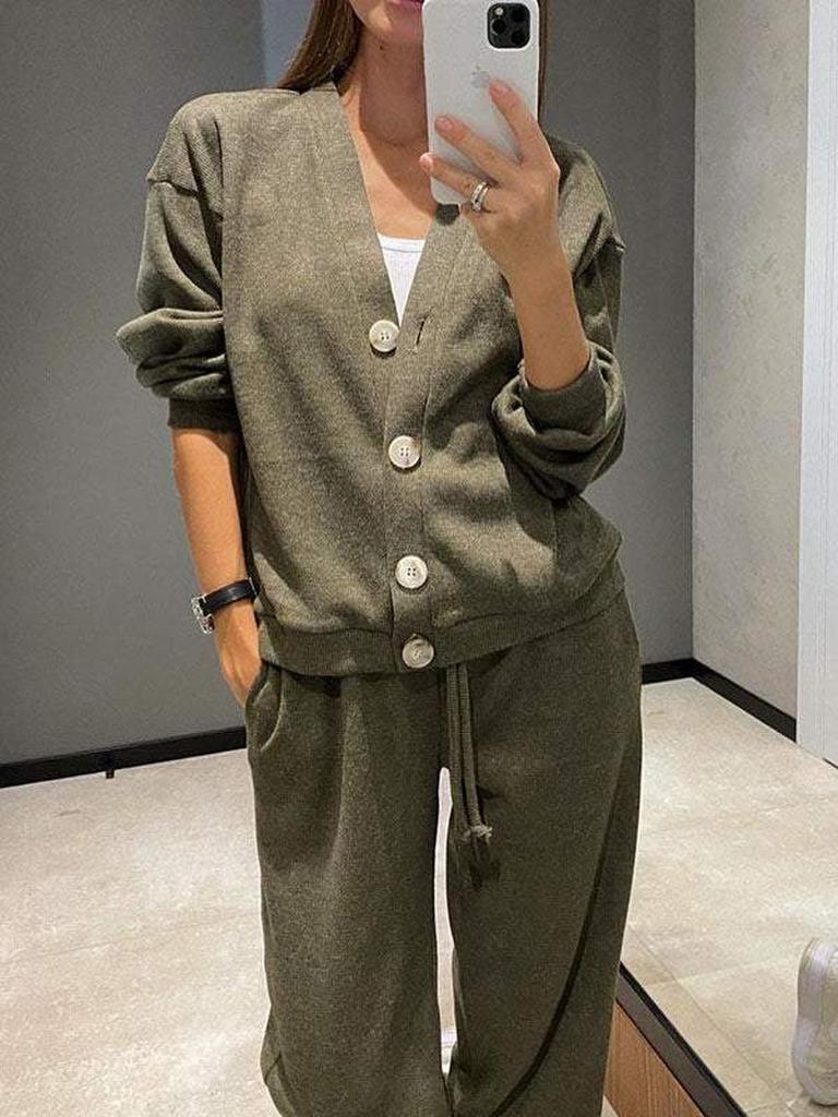 New Arrivals Women's Casual Sports Set Open-Knit Top Outfit
