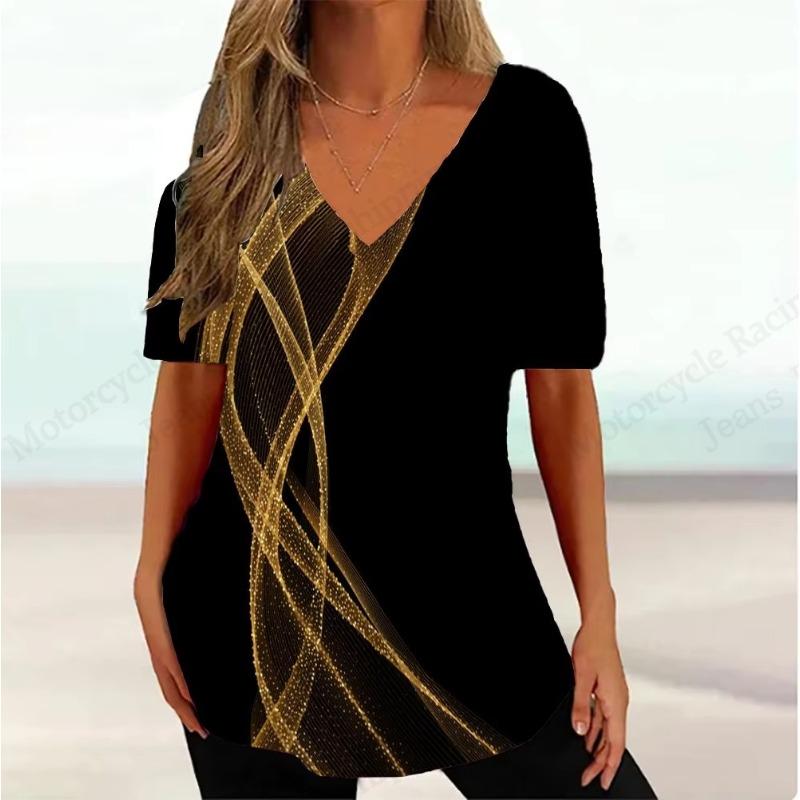 

Полосатая футболка с 3D-принтом, женская модная футболка с V-образным вырезом и коротким рукавом, простая летняя повседневная футболка больших размеров, топы, футболки, женская одежда 8XL