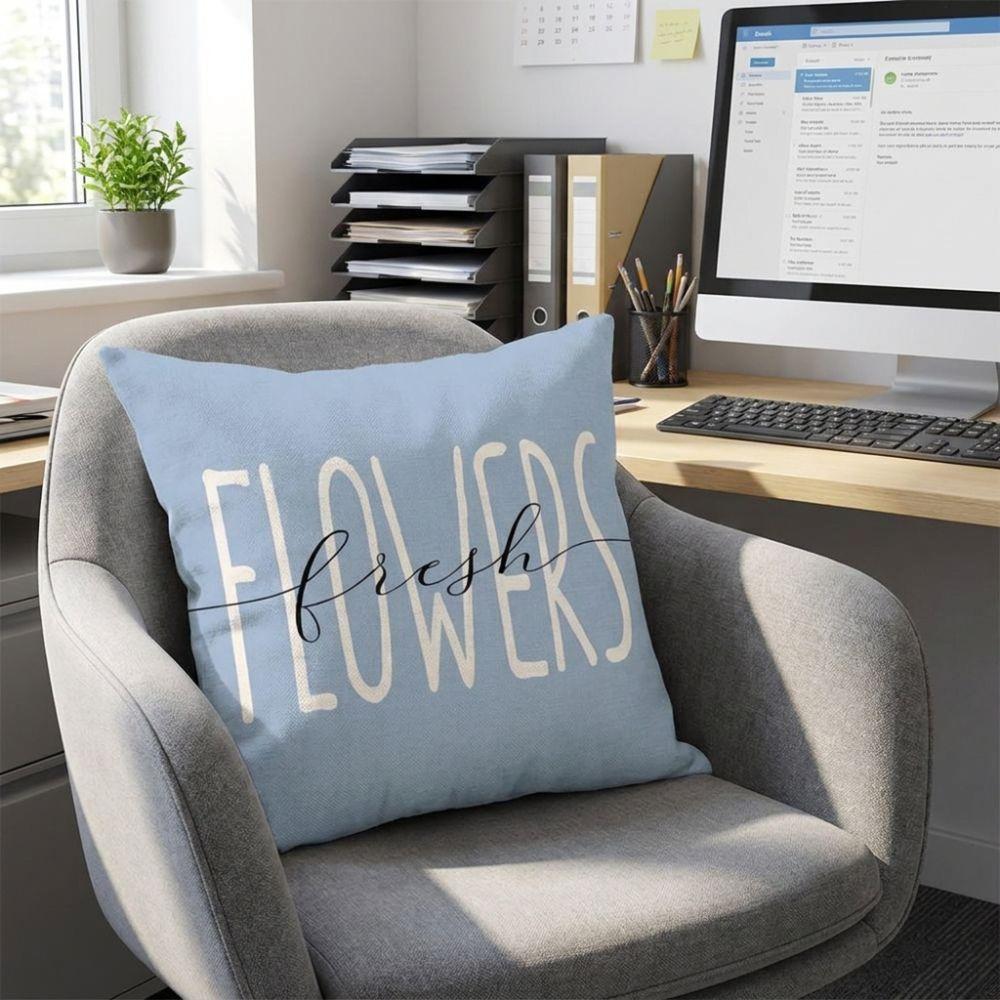 Linen Hydrangea Cushion Cover Flower Printed Cushion Case Pillowslip Throw Pillow Cover Bedroom