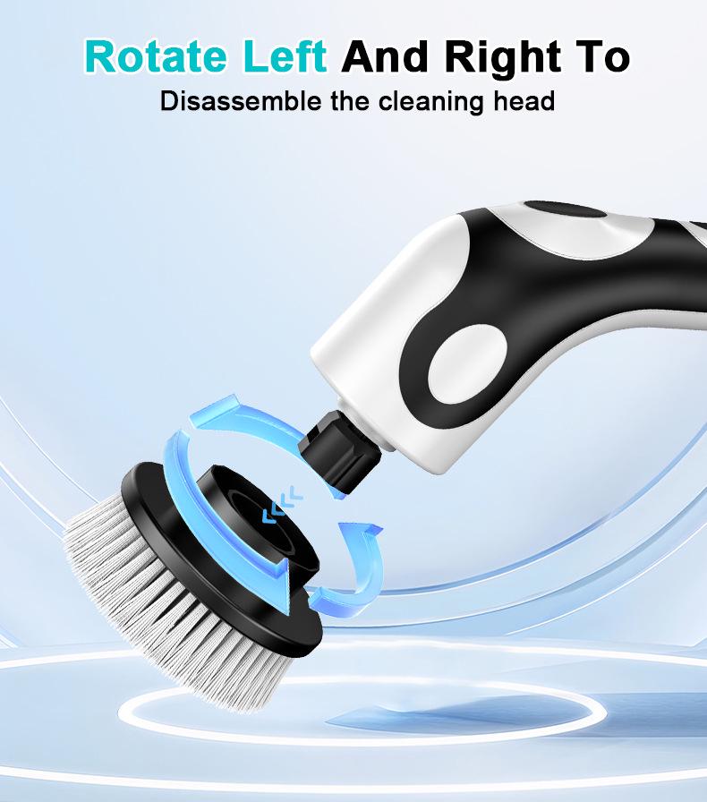 Multifunctional Wireless Electric Cleaning Brush with Digital Display, Voice Prompts, Long Handle, and IPX6 Waterproof.