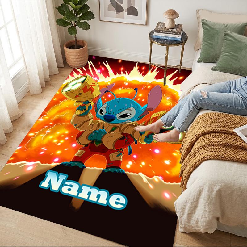 Personalized Name Rainbow Stitch Living Room Non-Slip Area Rug Soft Carpet for Bedroom Kids Playroom Sofa Office Home Decor Doormat