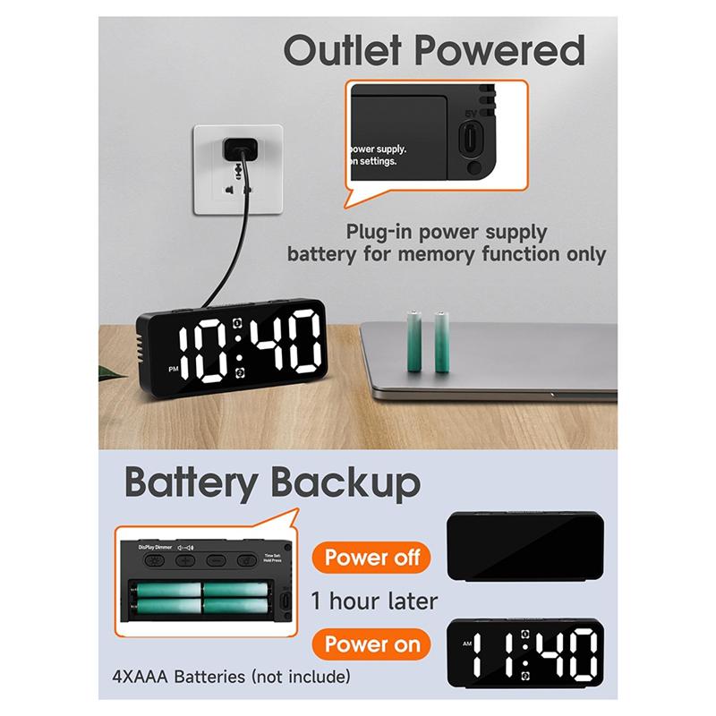 M-Modern-Small Loud Alarm Clock For Heavy Sleepers Adults,Compact Travel Clocks For Bedrooms Bedside,Ok To Wake For Kids,Teens