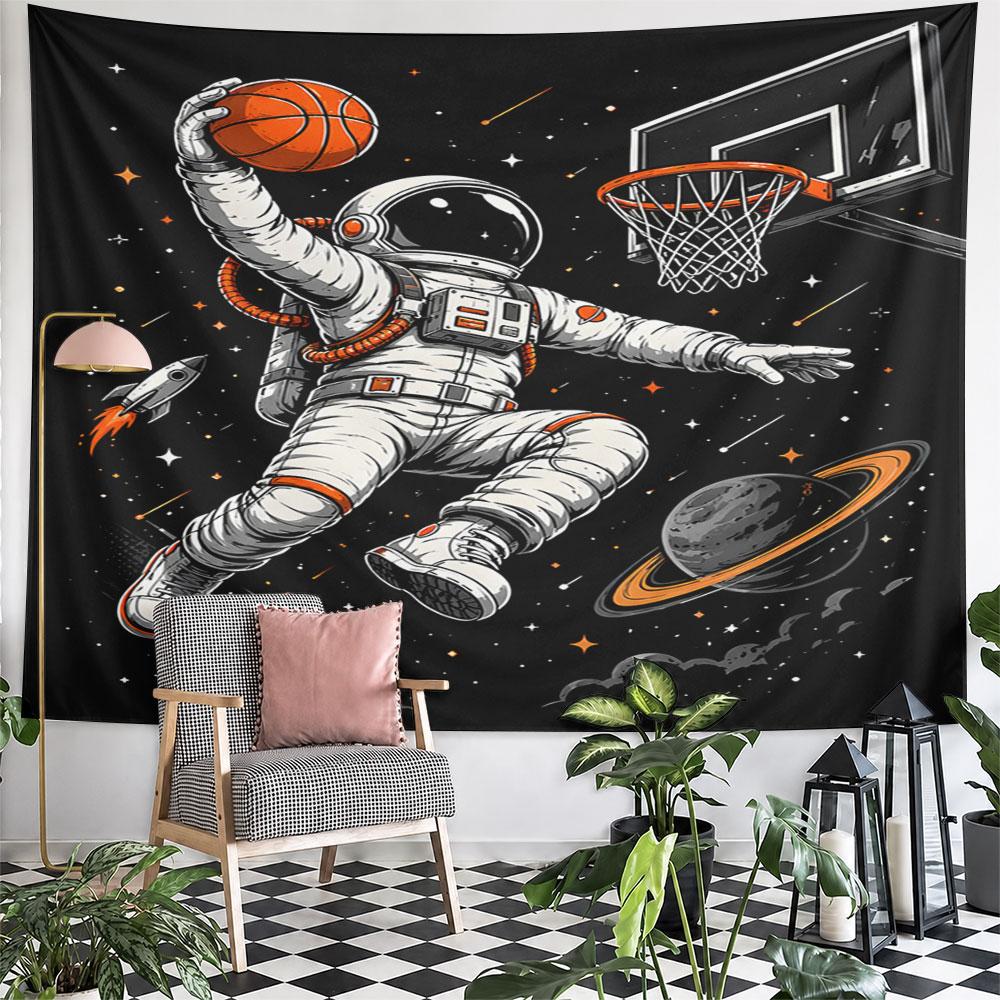 "Space Basketball Dunk Art Design" Pattern Wall Hanging Tapestry Decorative Tapestry Home Decor for Bedroom and Living Room