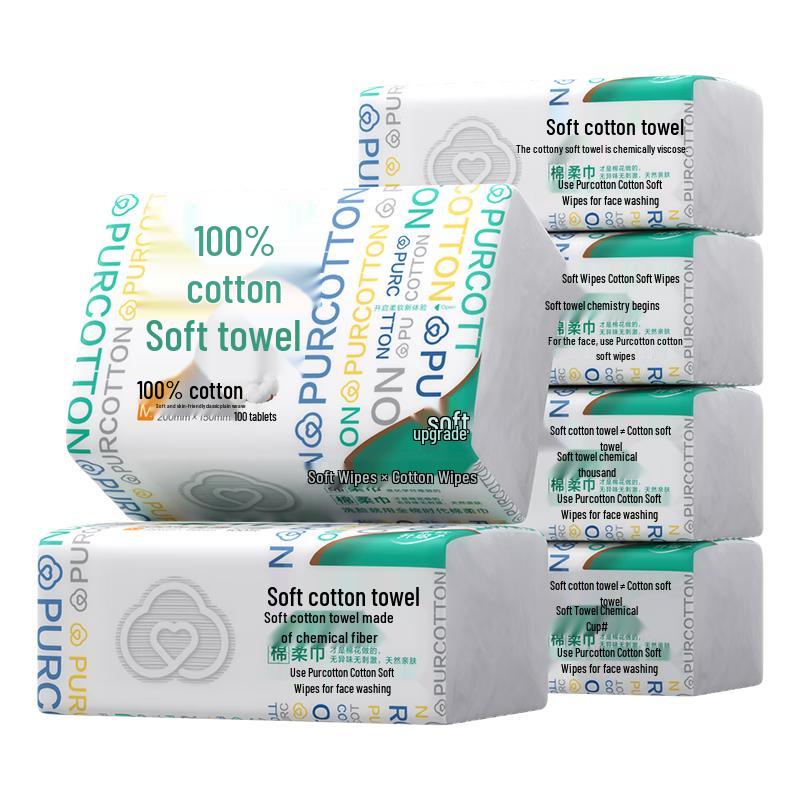 PurCotton Disposable 100% Cotton Facial Towels