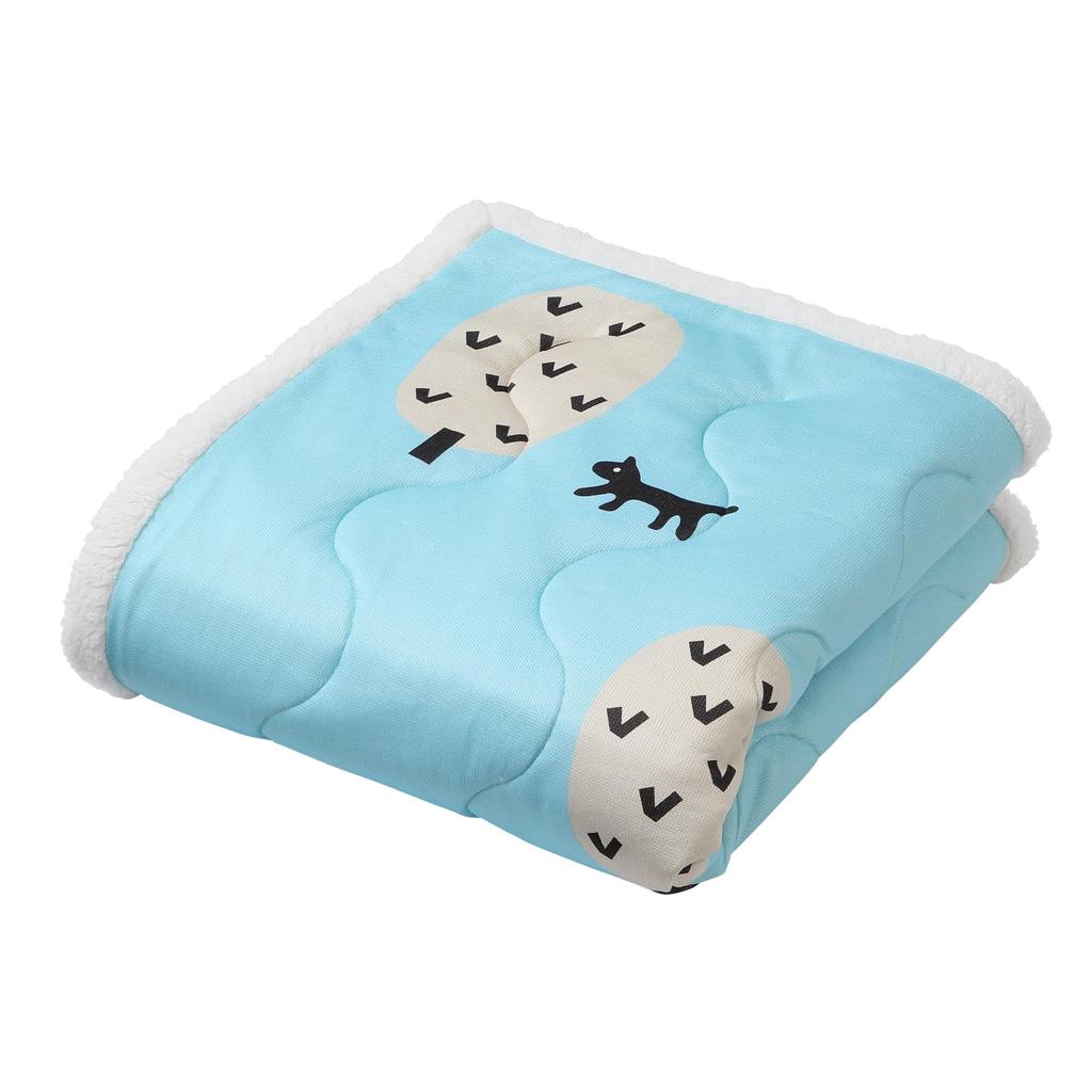 Nishikawa Atsuko Matano Half Blanket 140X100cm Washable Fluffy Sheepskin Boa MT3653 Cat and Tree Blue FE73603027