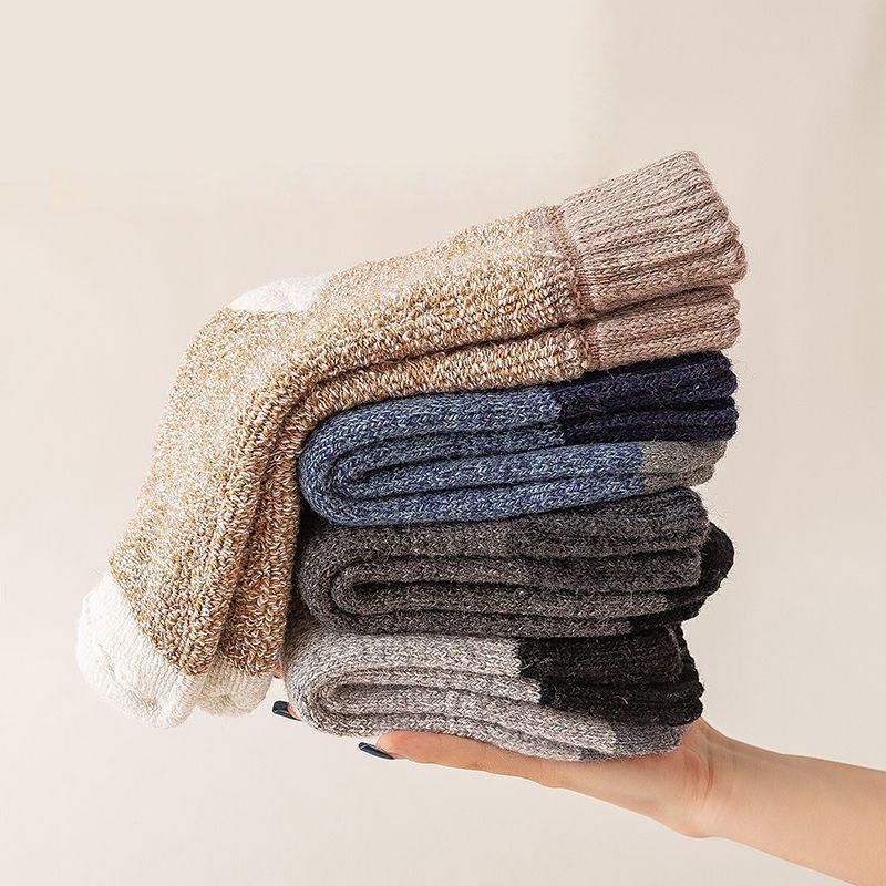 5Pairs/Lot Winter Warm Men's Woman Socks Super Thick Wool Solid Socks Merino Wool  Keep Warm Cold Resistant Snow Socks EU38-46