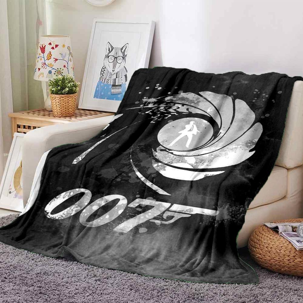 007 James Bond Theme Printed Blanket - Perfect for Couch, Bed, Travel & Outdoor Use | Machine Washable, Cozy & Durable.