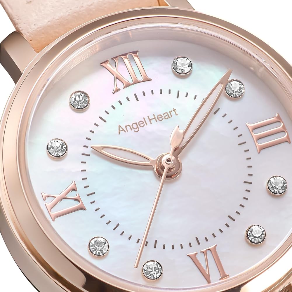 AngelHeart Sakura Time Solar Watch Water Resistant Sapphire Glass White Pearl Dial SKR24P-PK-J Women's