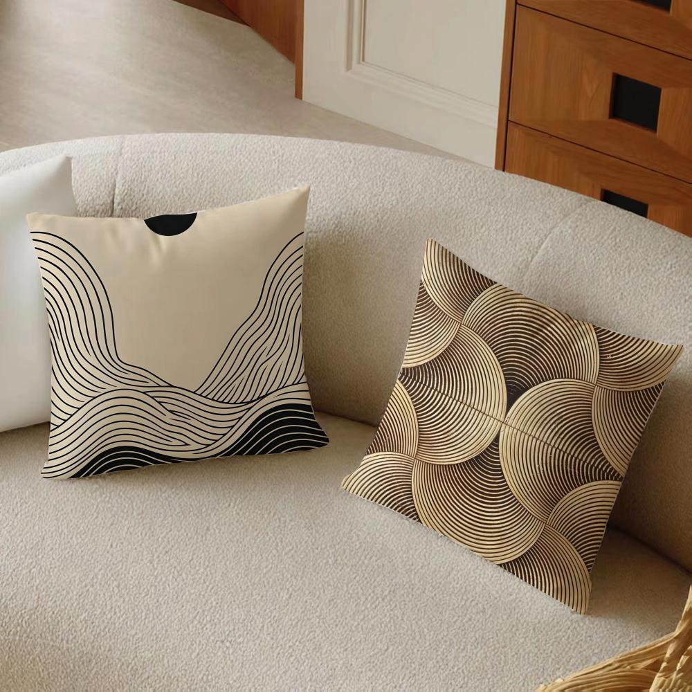 M-Minimalist Geometric Lines Cushion Cover Pillowcase Anti-Dustmite Living Room Sofa Decor Cushion Room