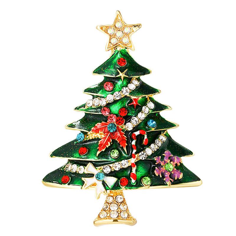 Christmas diamond studded brooch, Christmas tree brooch, autumn and winter coat sweater brooch, clothing accessories
