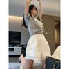 White Lace Trim Elastic Waist Casual Short Skirt Daily Fashion Wear For Women