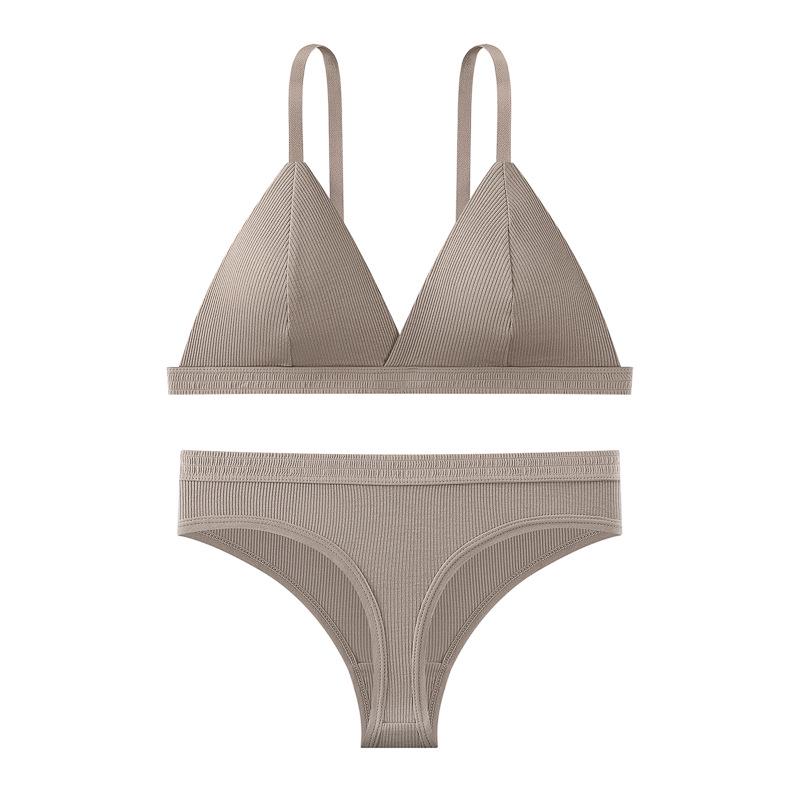 Set Sutien Femei cu Cupă Triunghiulară Franceză Fără Sârmă - Bretele Subțiri, Respirabil și Confortabil