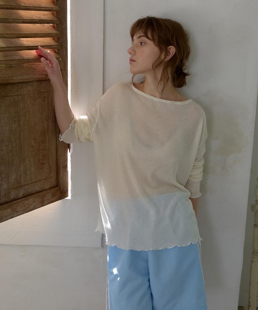 Wioi Boat Neck Sheer Top_Ivory