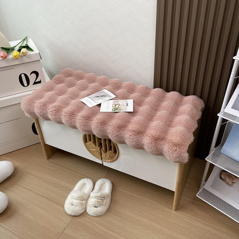 Rabbit Plush Shoe Changing Stool with Cushion and Mat