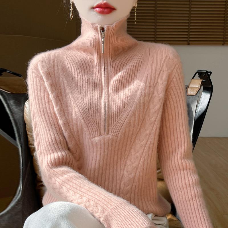 Women's cashmere sweater Qinghe cashmere 30% cashmere 70% wool autumn and winter pullover warm and fashionable