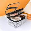 Women's Large PU Leather Double-Layer Makeup and Toiletry Bag - Portable & Multifunctional Lipstick Storage