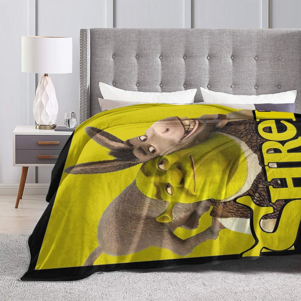 Shreks Donkey Cartoon Movie Blanket Fleece Spring/Autumn Multifunction Lightweight Throw Blanket for Bed Car Rug Piece