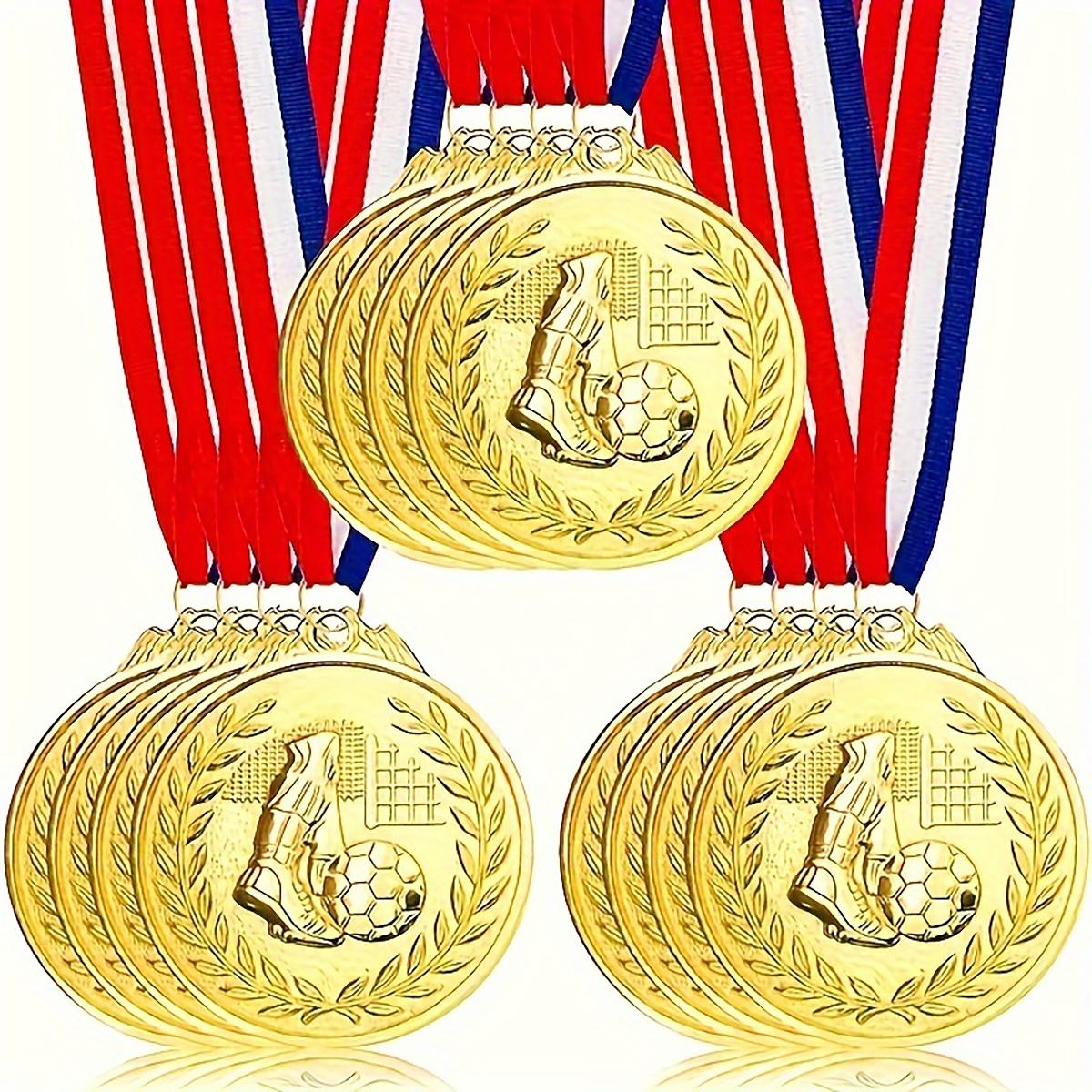 

12pcs Gold Award Medal Zinc Alloy Round Winner Reward Football Competition Prizes Award Golden Medals for Souvenir Gift Sport China Mainland