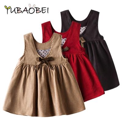 Vestito da ragazza primavera ed estate coreano senza maniche principessa abiti bambini scollo a V carino fiocco gilet vestito