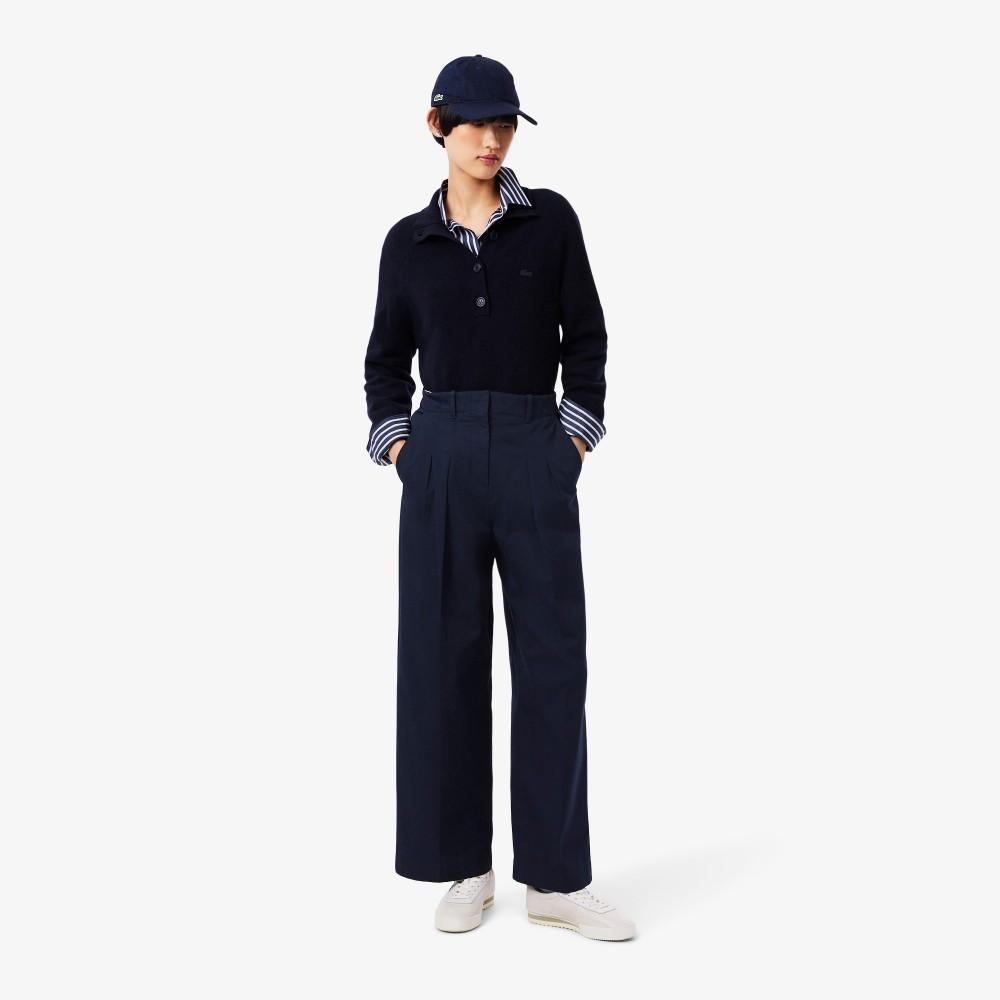 [lacoste] Women s Wide Fit Chino Tuck Pants HF2445-55N166 34
