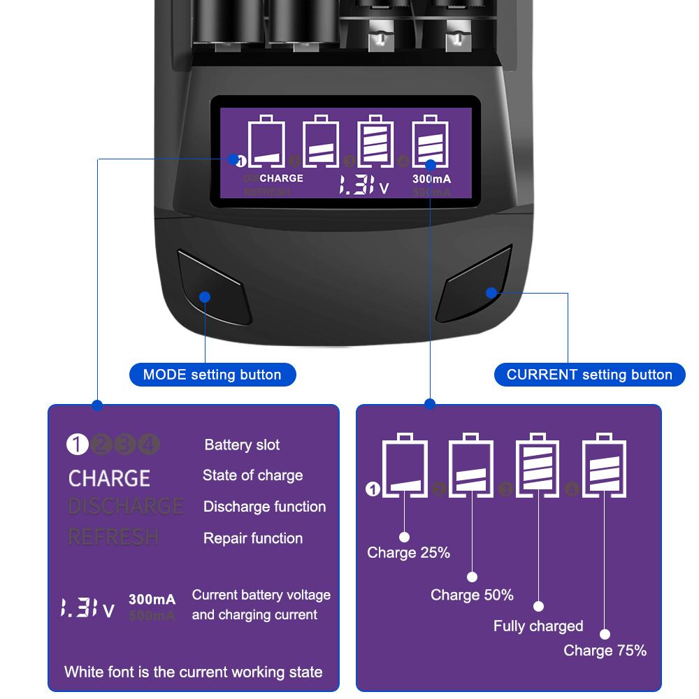 PALO Original AA AAA Rechargeable Battery Aa 1.2V NIMH+Smart LCD AA AAA Battery Charger for AA Fast Charger Discharge Repair