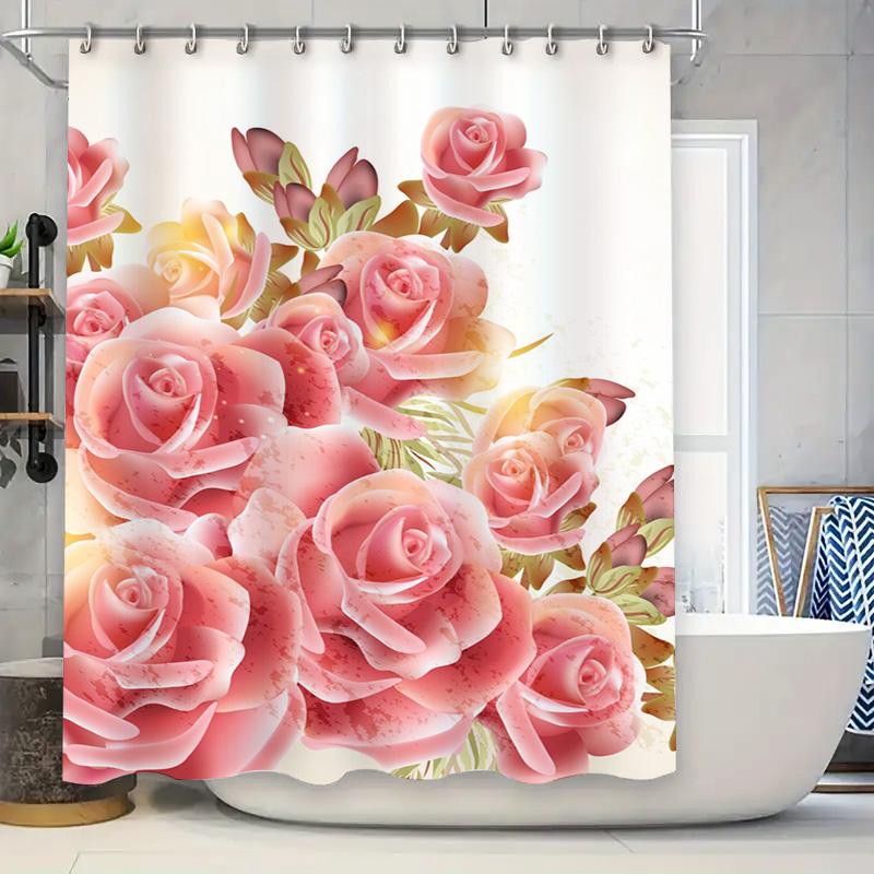 

Adorable Pink Cats Shower Curtain Set for Bathroom Decor Meow Cute Cat Print Shower Curtain with Hook Rings in Various Sizes 90x180cm