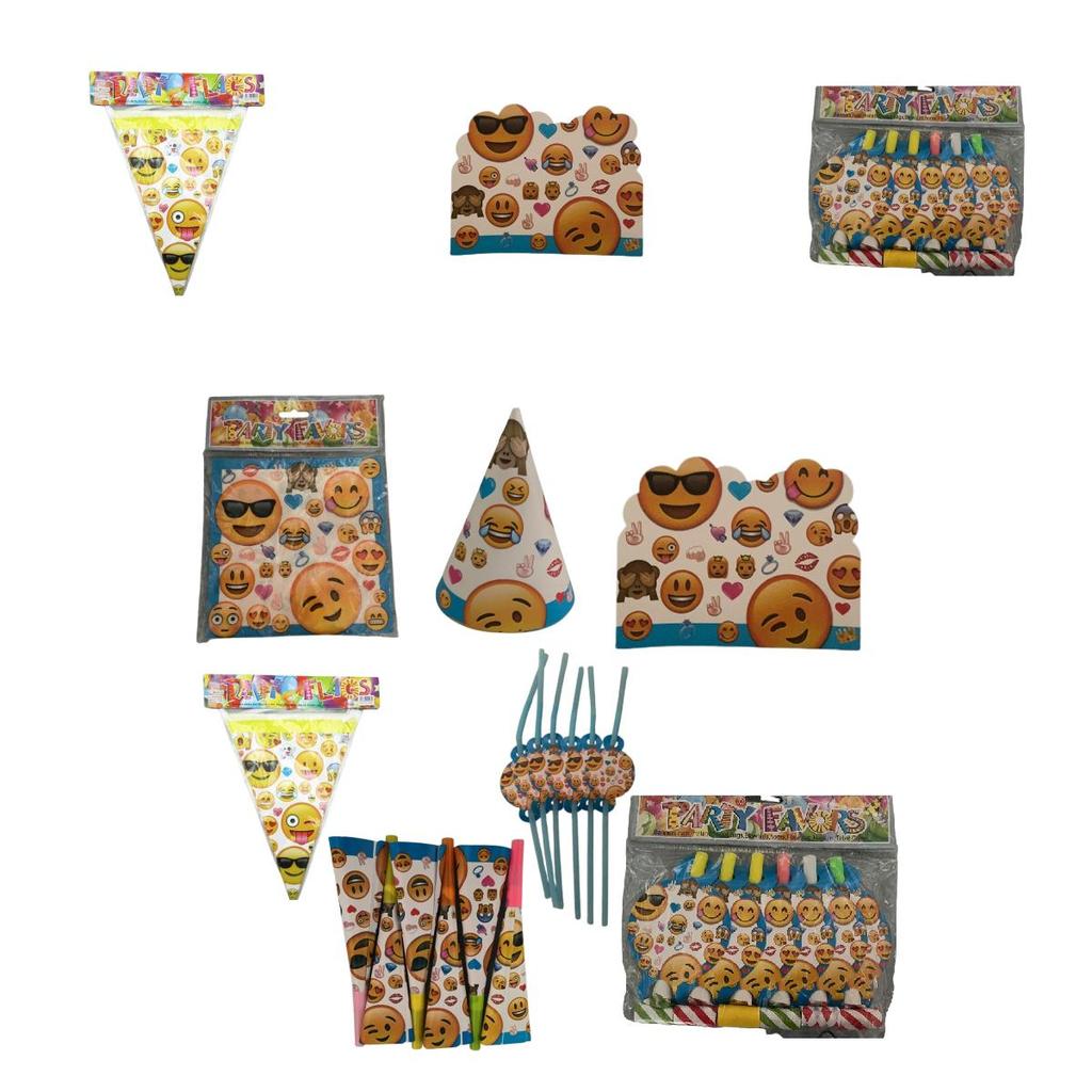 Emoji Party Tableware Set With Disposable Plates Cups Napkins And Tablecloth For Holiday Celebrations