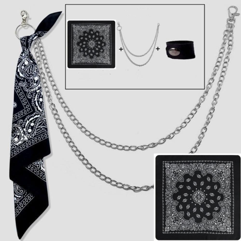 Schmuck Hip Hop Quadratisches Halstuch Kette an Jeans Koreanisches Streetwear Quadratisches Halstuch Hosenketten Unisex Hosen Gürtelkette